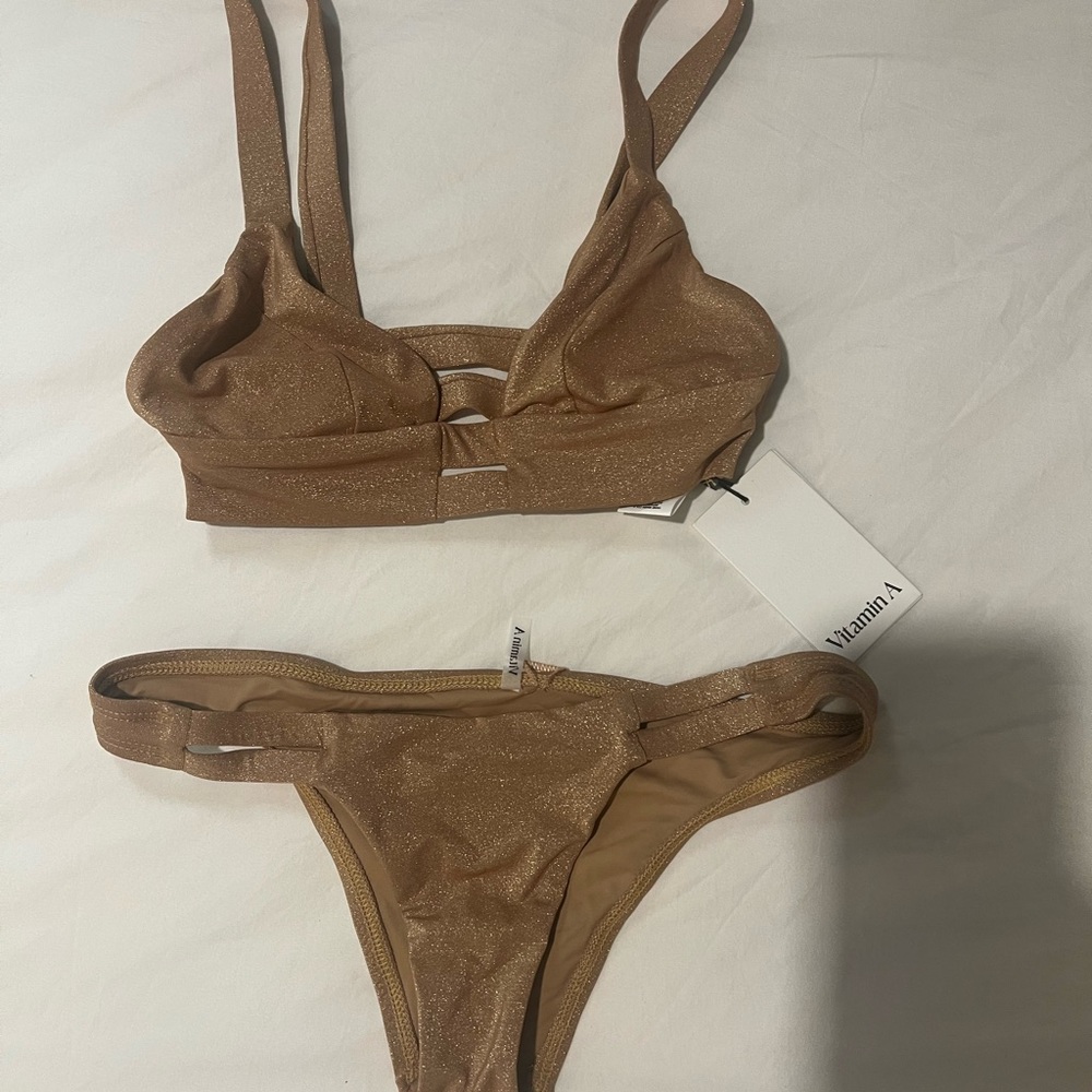 Vitamin A Neutra Metallic Bikini top and bottom